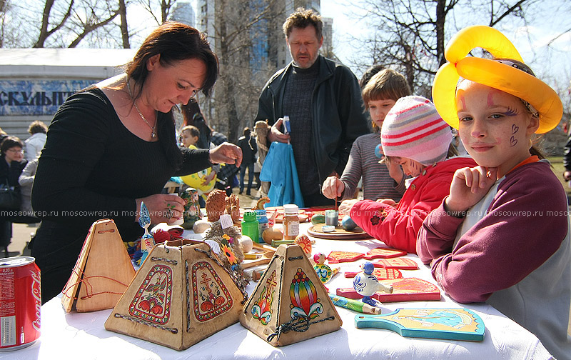 Москва, Московский репортаж, Пасха, парк Красная Пресня, праздник пасхального яйца, Галерея русской ледовой скульптуры