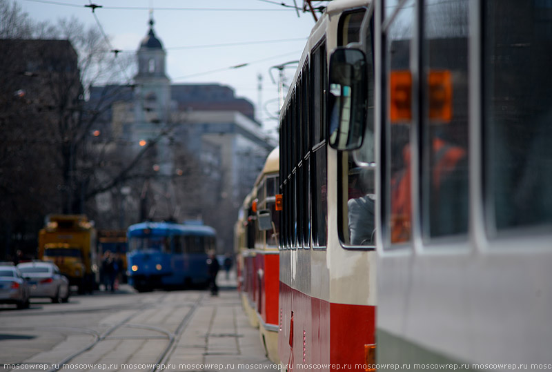 Московский репортаж, Москва, Парад трамваев, The tram parade in Moscow